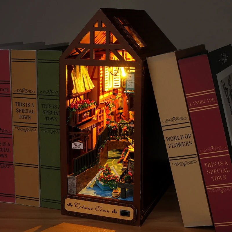 Gift for book lovers – European fairy tale book nook kit with warm LED lights ships from US