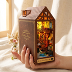 DIY European cobblestone street miniature shelf insert glowing at night – fairy tale book nook with LED