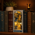 Greek Island Book Nook Kit – DIY miniature Santorini street shelf insert with LED lights | NOOKA