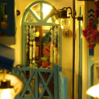 Gift for book lovers – Greek island DIY miniature book nook kit with LED lights included