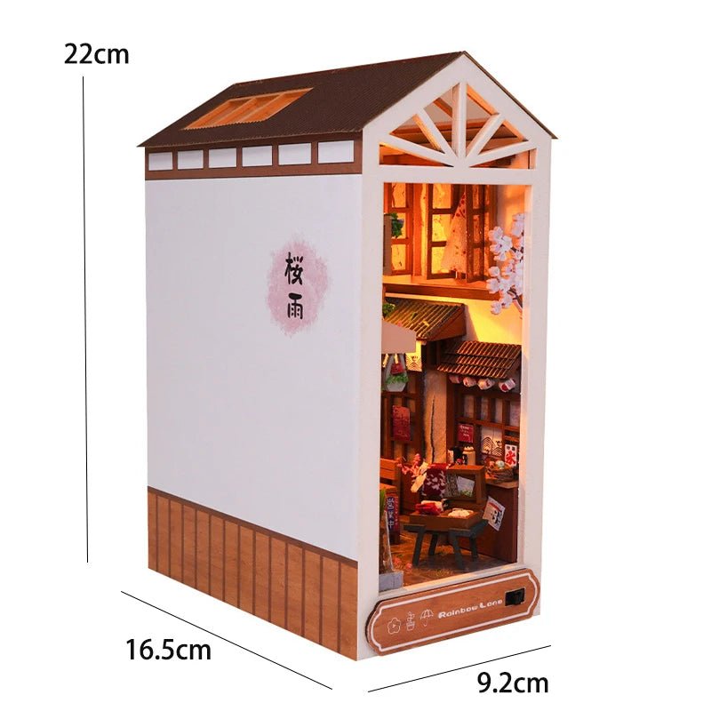 Gift for book lovers – Japanese sakura book nook kit with warm golden LED lighting