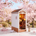 Japanese Market Book Nook Kit – sakura cherry blossom street with lanterns and warm LED glow between books | NOOKA