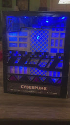 Kit coin lecture ville cyberpunk – Miniature DIY de rue futuriste à insérer dans une étagère avec lumières LED